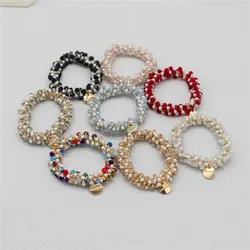 New Multifunction Crystal Bracelet Hair Ties Pearl Elastic Hairband Girls Scrunchies Rubber Band Women Headwear Accessories