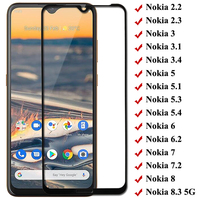 Full Cover Tempered Glass For Nokia 5.4 3.4 5.3 8.3 2.3 1.3 Screen Protector For Nokia 3 3.1 3.2 5 5.1 X5 6 6.1 6.2 7 7.1 7.2 8