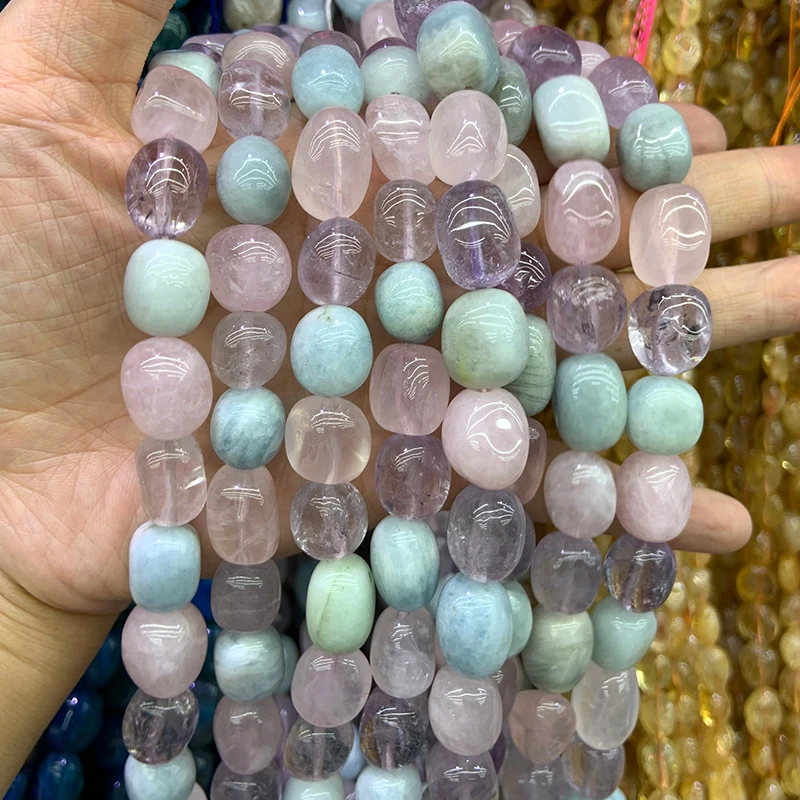 Natural Amethyst Rose Quartz Aquamarine Stone Beads 15'' Irregular DIY Loose Beads For Jewelry Making Beads Necklace Bracelet