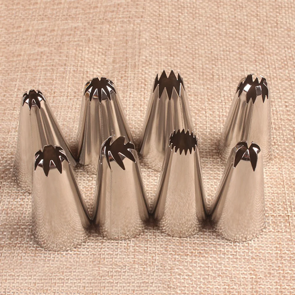 8 pcs/set Large Size Cake Nozzle Kitchen Accessories Cream Icing Piping Fondant Rose Nozzles Pastry Decorating Tools