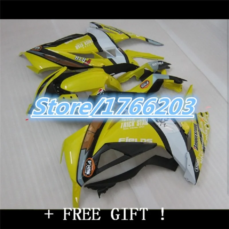 Custom For KAWASAKI NINJA 300R Yellow white black ZX300R 2013 2014   ZX300R EX300 EX 300 EX300R 13 14 Fairing