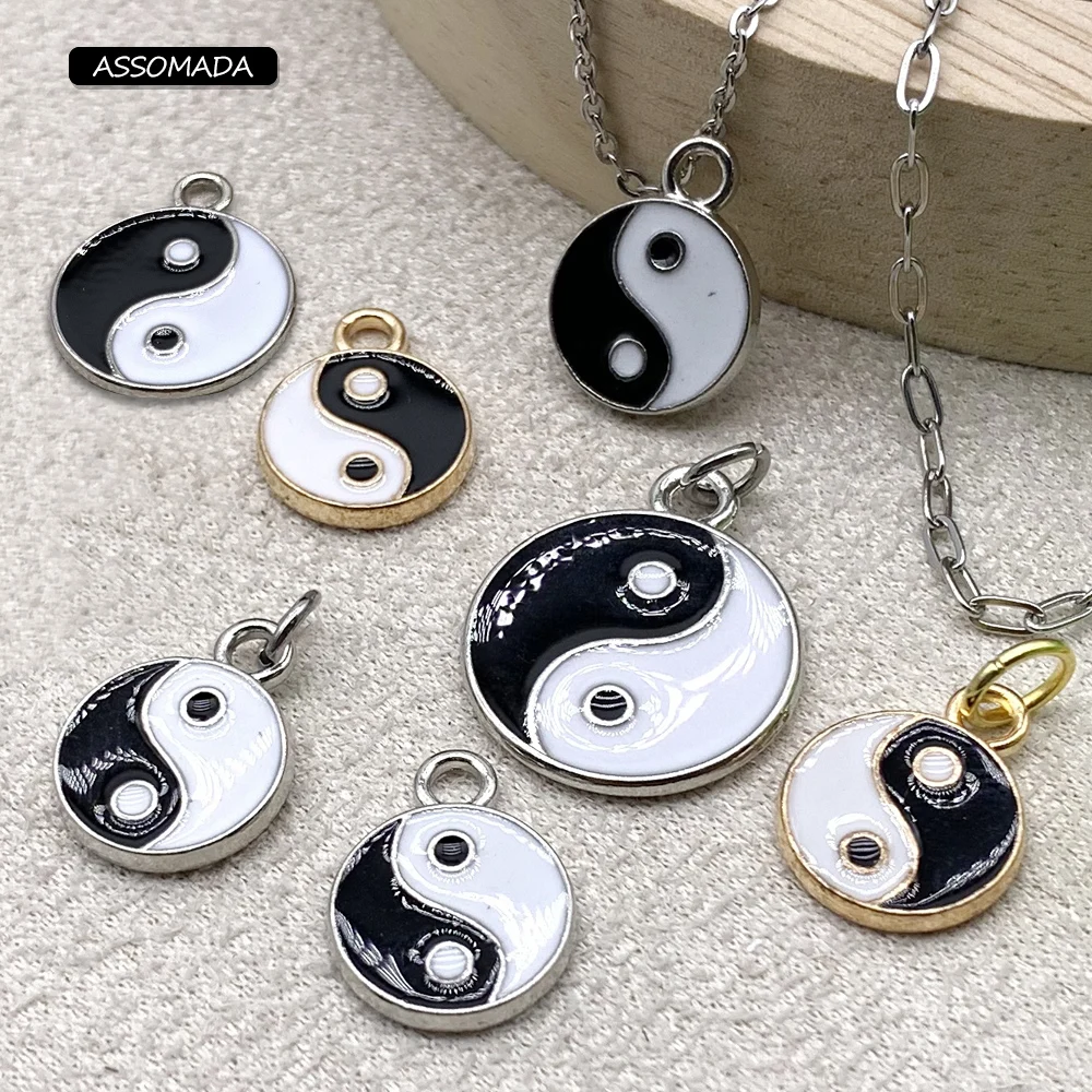 

Enamel Tai Chi Charms Pendants For Necklaces Earrings Yin Yang Tai Chi Gossip Taiji Bracelet Charms Handmade Jewelry Findings