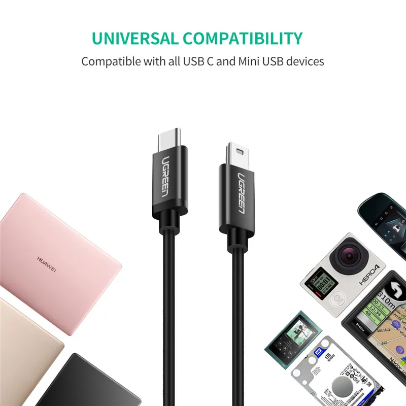 Ugreen USB C to Mini USB Cable Thunderbolt 3 Mini USB Type C Adapter for MacBook pro MP3 Player Digital Camera HDD Type-c Cable