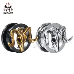 KUBOOZ Vintage Ear Piercing Plugs Tunnels Stainless Steel Studs Screw Body Jewelry Gauges Earrings Fashion Gift For 2PCS 0G 00G