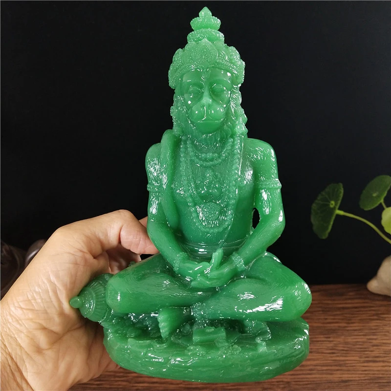 Jade Color Hanuman Statue Hindu Ganesha Monkey God Buddha Figurine Sculpture Room Office Home Decoration India Feng Shui Crafts