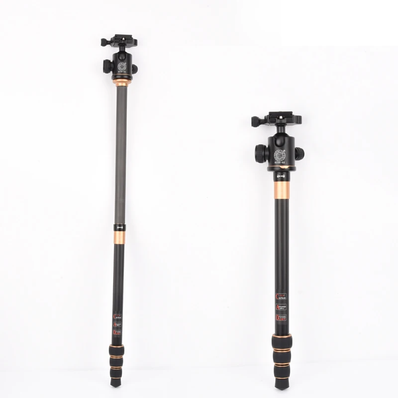 QZSD Q222C Compact carbon fiber photography equipment tripod stand for SLR camera tripod kit 62.8\