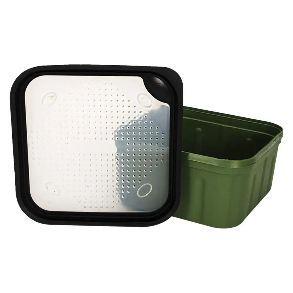 Caja de cebo de pesca de gran capacidad, caja de aparejos de pesca, caja de almacenamiento de cebo cuadrado, contenedor de mezcla de cebo de pesca de plástico PP