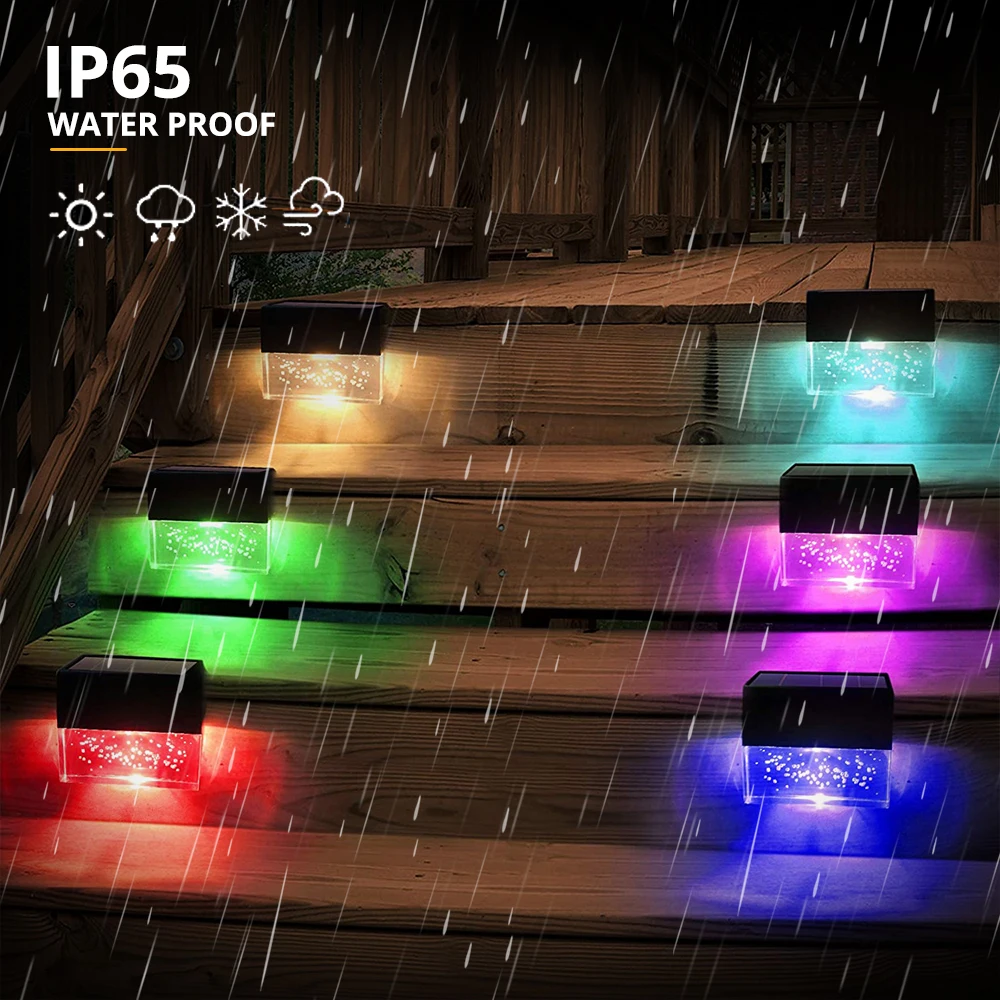 Luce solare a LED per esterni luce per recinzione a LED impermeabile per gradini, cordini, ringhiere, pareti, bianco caldo/cambio colore