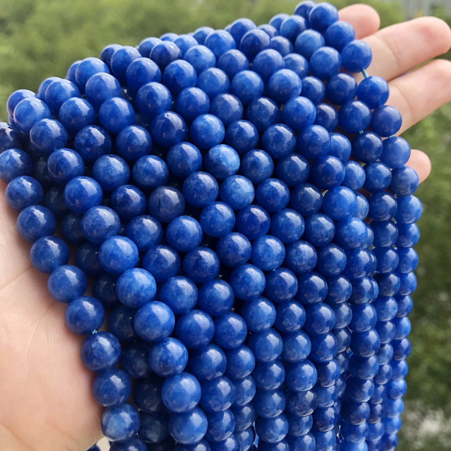 Blue Kyanite Stone Beads For Jewelry Making DIY Bracelet Necklace Round Loose Spacer Accessories Beads Strand 15\