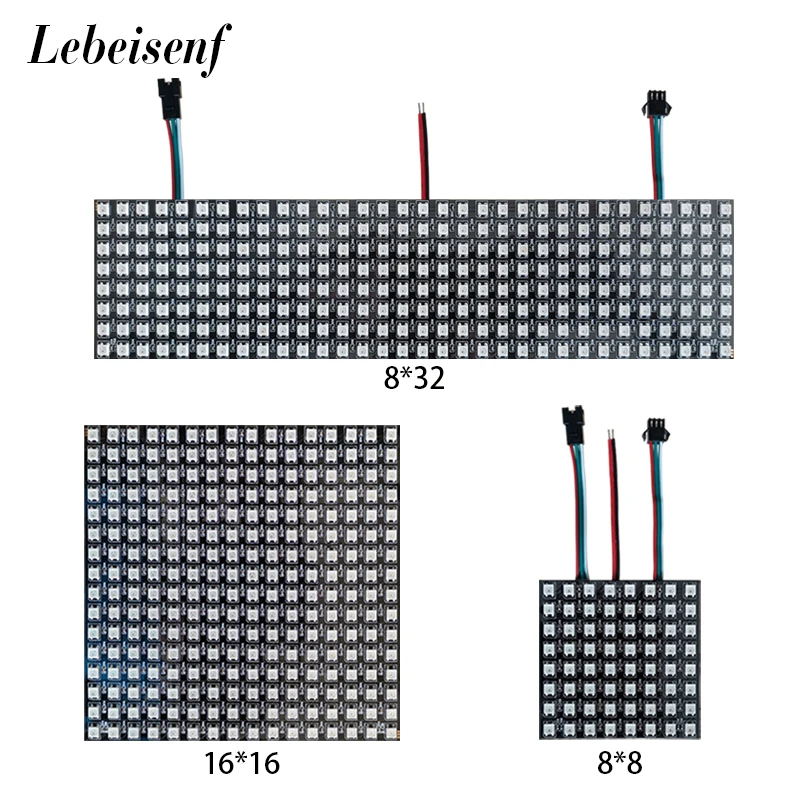 1/5Pcs WS2812B RGB Individually Addressable Flexible Digital LED Panel Light 2812 8x8 16x16 8x32 DC5V Module Matrix Pixel Screen