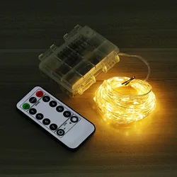 Remote Control  LED Fairy Garland String Lights Battery Powered New Year Christmas Decorations for Home Bedroom Holiday Lighting