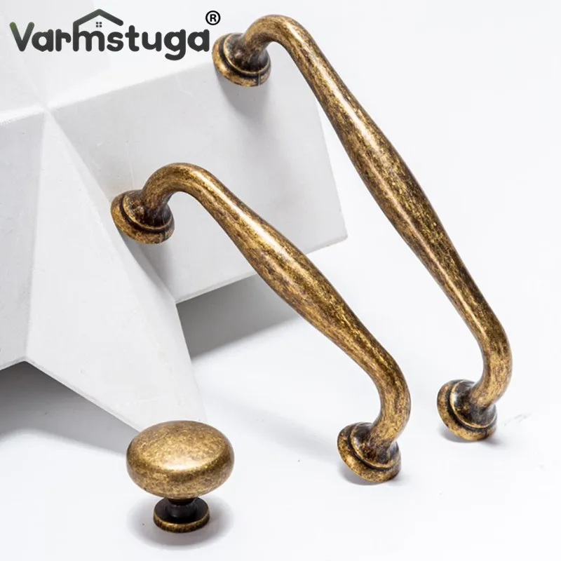 VARMSTUGA Zinc Alloy Old Blue Bronze Handle Classic European Cabinet Wardrobe Handle Antique Drawer Door Handle