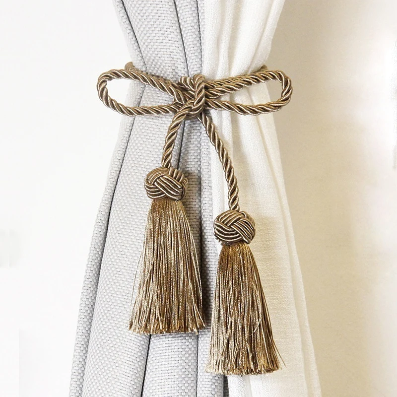 1Pc Tassel Curtain Tieback Room Accessories Curtain Holder Buckle Rope Handmade Weave Tassel Fringe Bandage Home Decoration