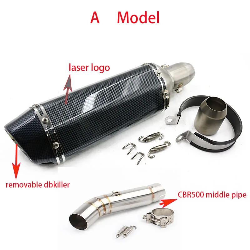 For Hond@ CBR500 500R CB500X CB500F Motorcycle Exhaust Tip Escape DB Killer Muffler Tube Mid Link Pipe 2013-2019 14 15 16 17 18