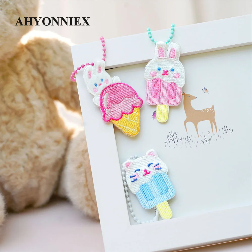 1 Piece Ice Cream Donut Embroidery Repair Patches Bag Jacket Jeans Cartoon Iron On Patches for Clothes Small Glue Sticker