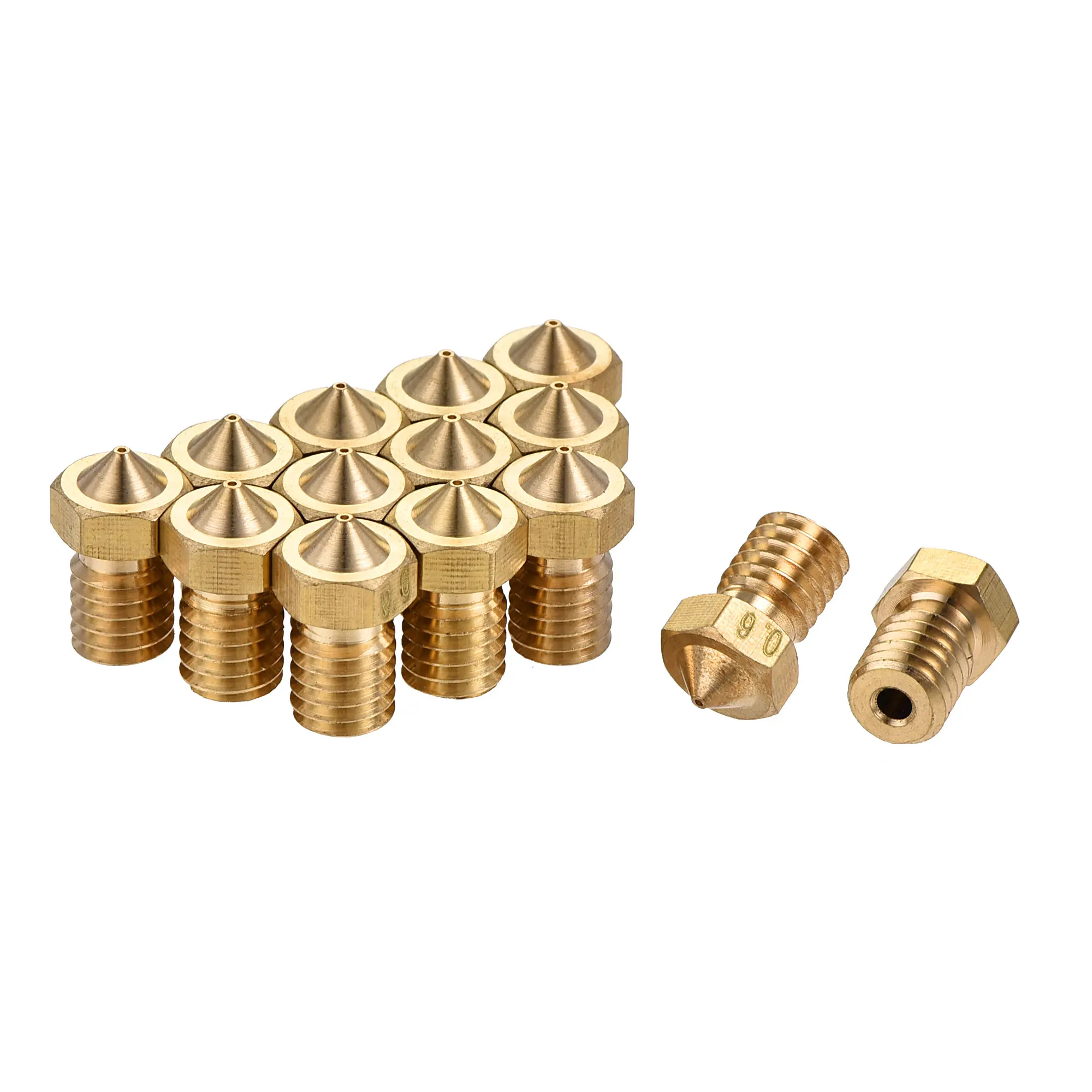 Uxcell 0.6mm 3D Printer Nozzle, 14pcs M6 Thread for V5 V6 1.75mm Extruder Print, Brass