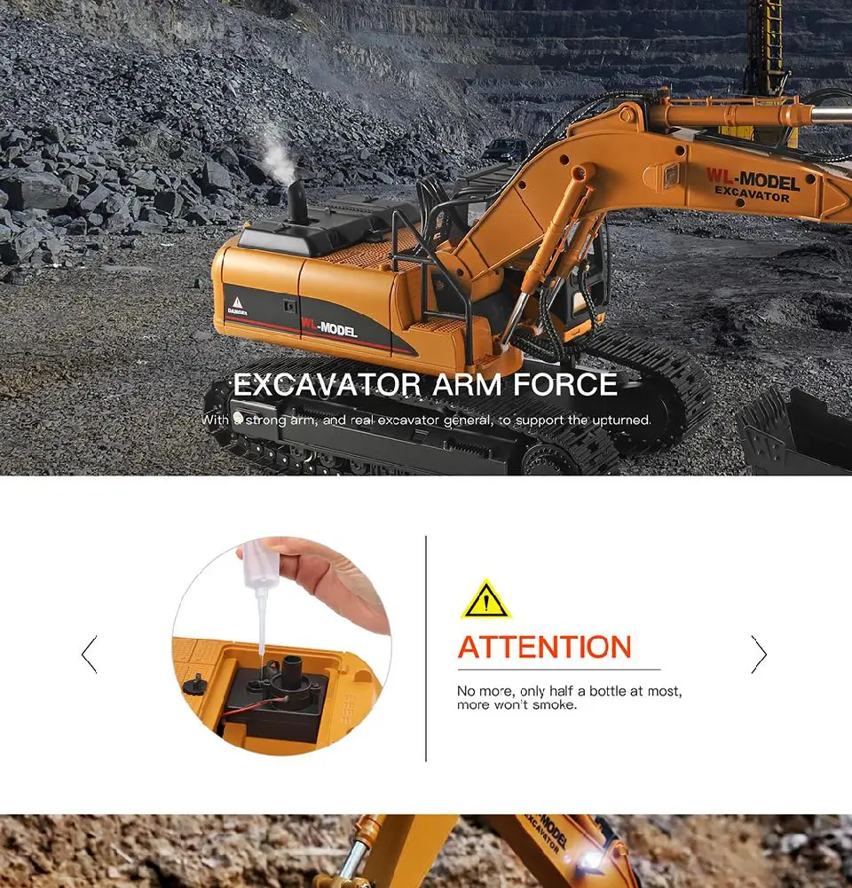 Wltoys 16800 1/16 Rc escavatore 23 Ch Caterpillar Truck 2.4G telecomando auto Led luce fumo ingegneria veicolo giocattoli ragazzi