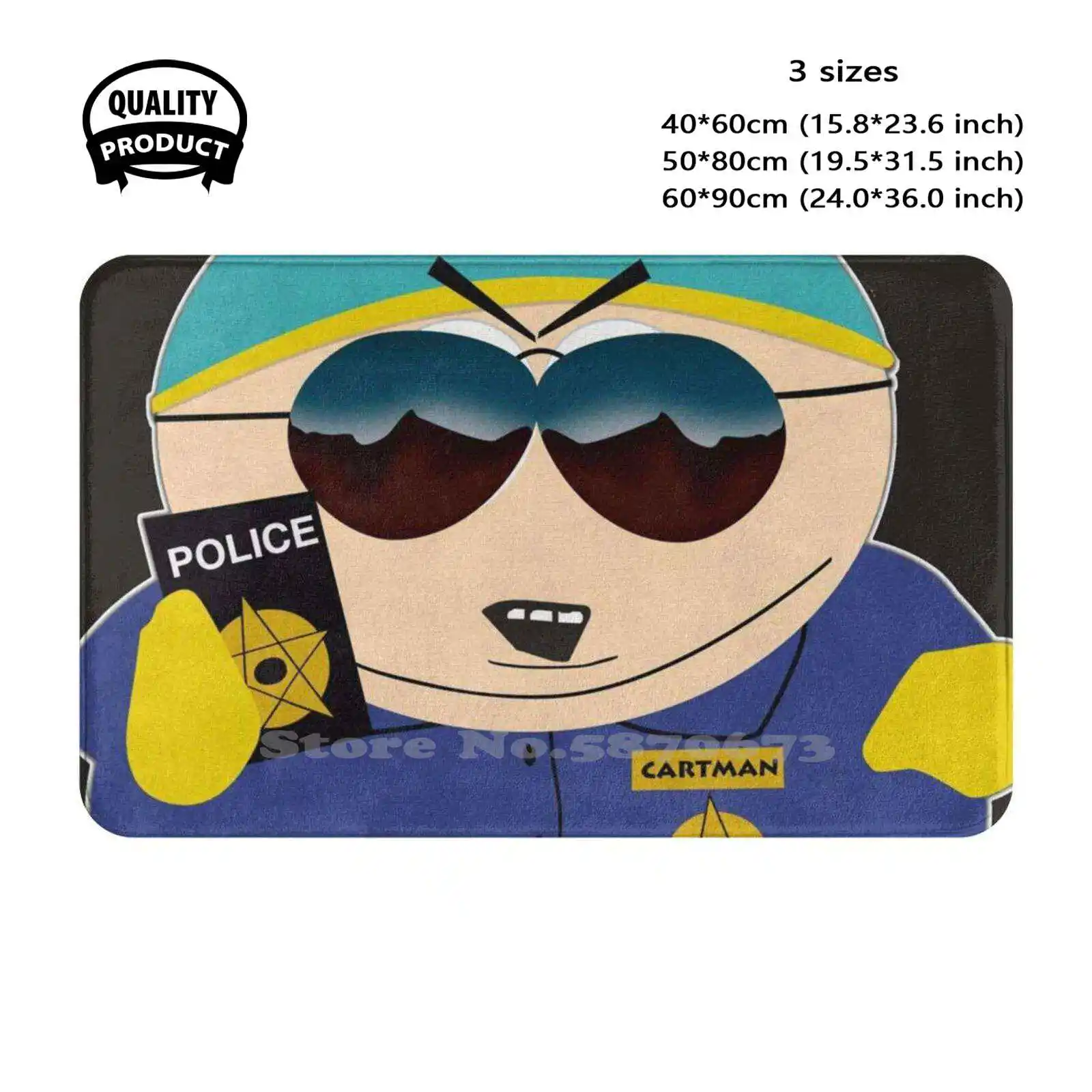 Cartman Policeman Sticker Soft Cushion Home Carpet Door Mat Car Rug Cartman Smart Funny Policeman Law