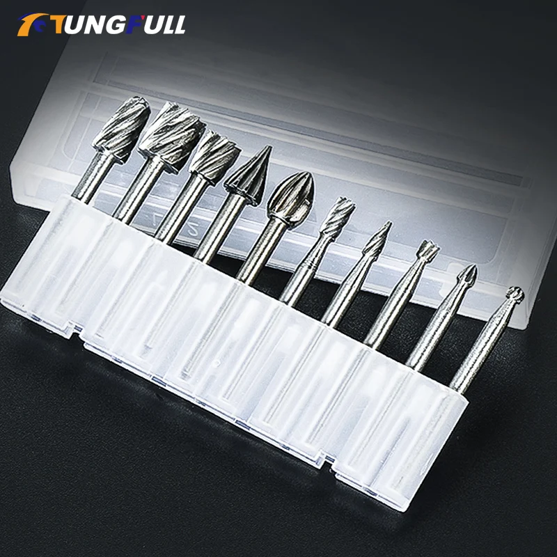 6pcs 10pcs/Set HSS Rotary Burr Mill Cutter Routing Router Bits Burr Rotary Tools Wordworking Tool Engraving Dremel Accessories