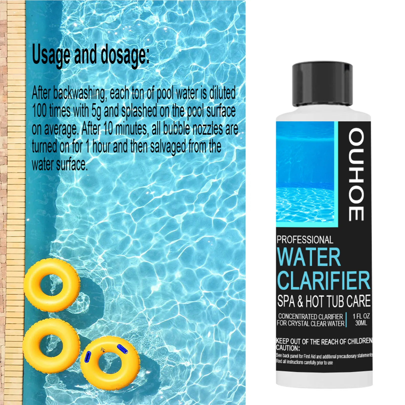 30/100ML Swimming Pool Water  Agent Clarifier Hot Tub Clarifier Pool Stain Remover Hot Spring Water Clarifying Agent