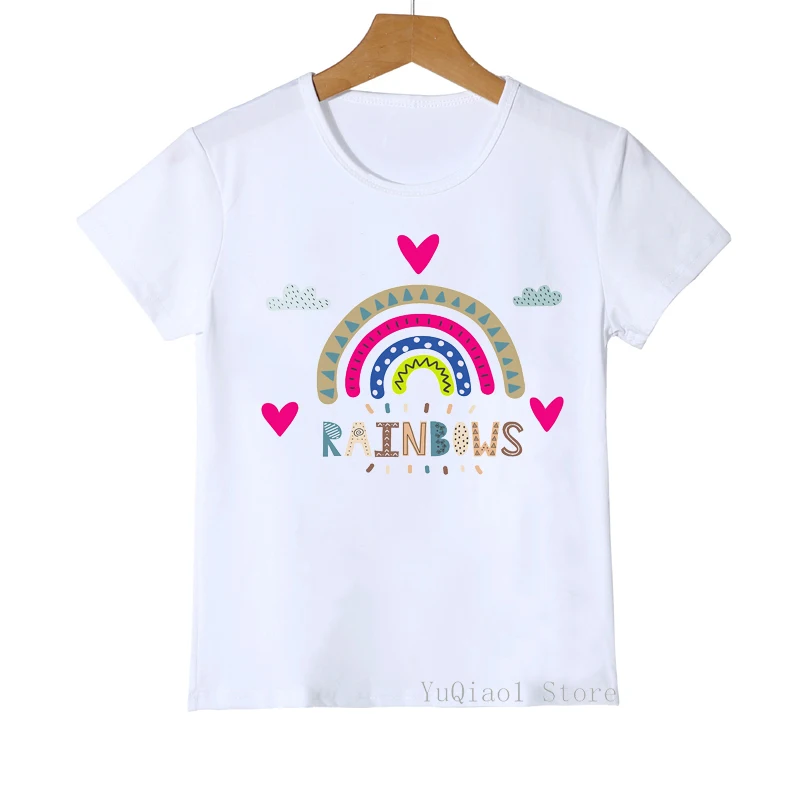 T-Shirt dziecięcy dla dzieci prawdziwy i tęczowy królestwo T-Shirt z kreskówek T-Shirt dla dziewczynki z krótkim rękawem Top Baby Toddler biały