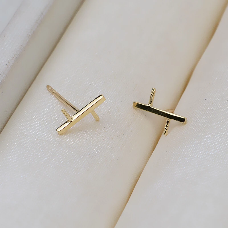 Trendy Gorgeous 18K Yellow Gold Stud Earrings Mountings Settings Parts AU750 Jewelry Findings for Pearls Beads Stones