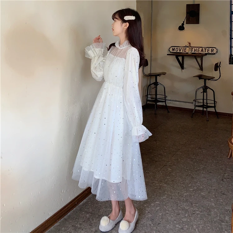 Robe princesse lolita pour filles, tenue de fête, douce, rétro, dentelle, manches évasées, impression brillante victorienne, kawaii, gothique