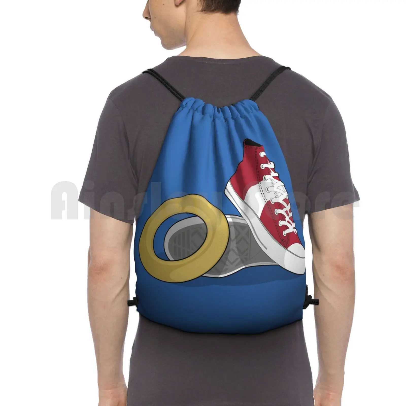 Mochila con cordón para montar, bolsa de gimnasio, escalada, erizo, anillo, videojuegos, juegos de ordenador, zapatillas de deporte, entrenadores, maestro de juegos