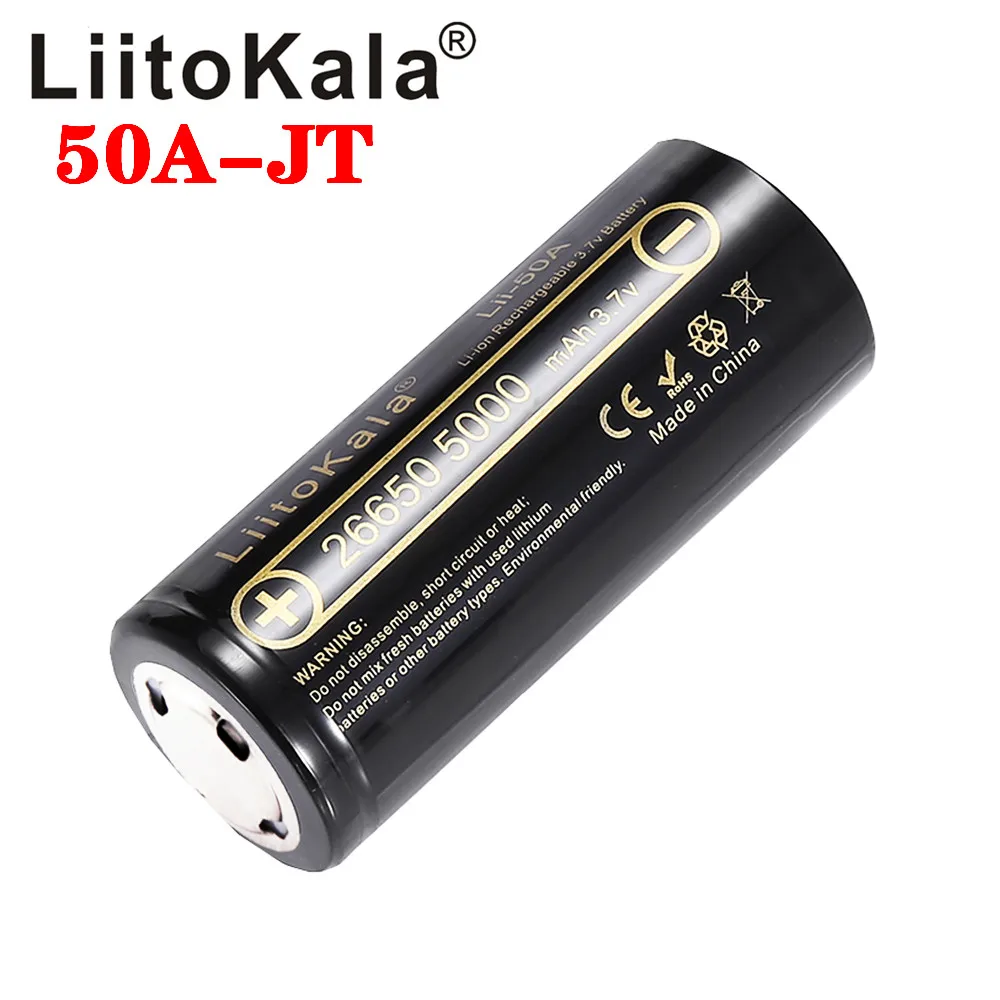 

LiitoKala Lii-50A Pointed 3.7V 26650 5000mA Rechargeable batteries Discharger 26650-50A 20A Power battery for flashlight E-tools