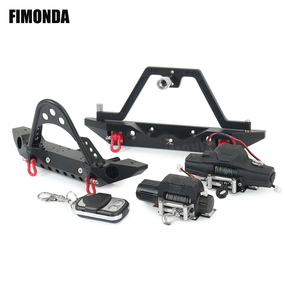 Metal Front Rear Bumper Single/Double Motor Winch for 1/10 RC Crawler Axial SCX10  TRX4 Redcat GEN8 RGT 86100 TAMIYA CC01