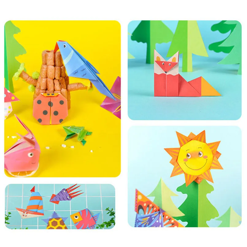 Livre Origami coloré pour enfants, 108 pièces, Puzzle 3D, motifs d'animaux, papier artisanal fait à la main, jouets éducatifs