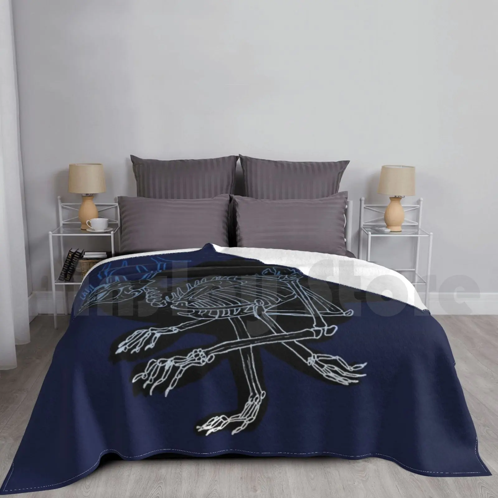 Anatomy Of A Jackalope Blanket Fashion Custom Anatomy Biology Rabbit Bunny Jackalope Skeleton Bone Bones New