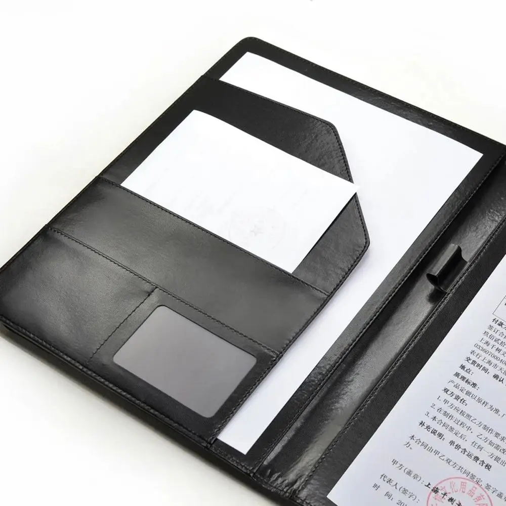 Document Bag Business Card Holder Writing Pads PU Leather A4 Clipboard Folder Manager Clip Business Folder A4 File Folder