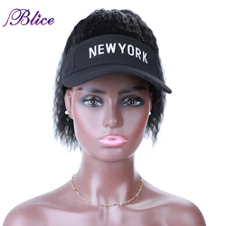 Blice Synthetic Hat Wig Kinky Straight Hair Extensions With Ponytail Travel Beach Shade Baseball Cap All-in-one Easy to Wear