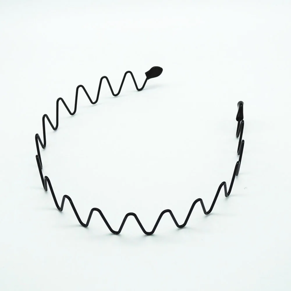 Hair Band For Women Men Wave Shaped Hairband Face Washing Headdress Unisex Hair Hoop Non Slip Black Metal Spiral Headbands