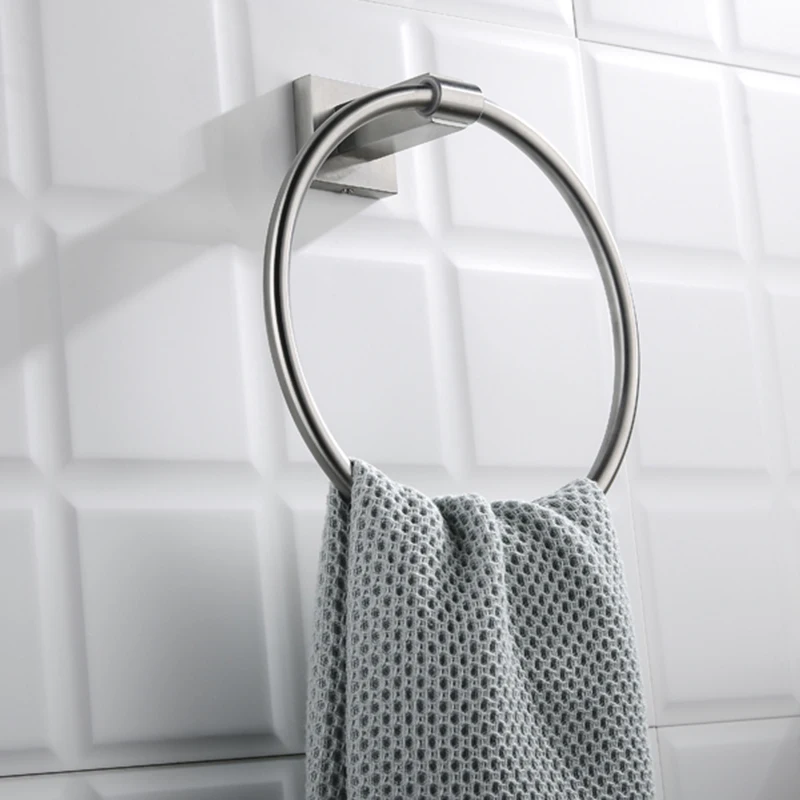 

Towel Rings Brushed Holder Bath Shelf Hangers Stainless Steel Bathroom Accessories Wall Mounted