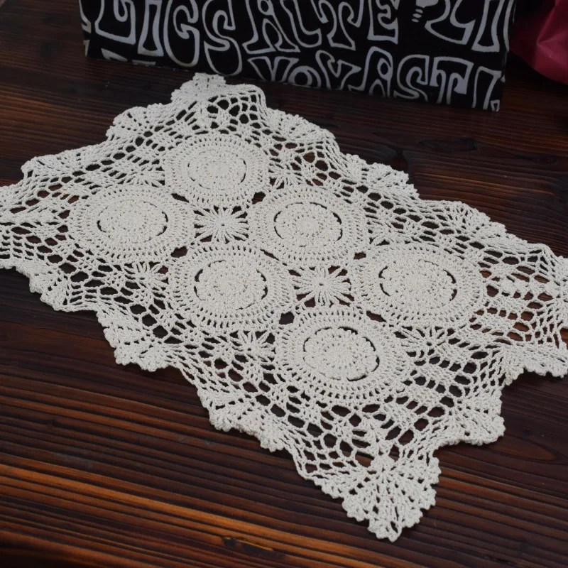 New Handmade Lace Cotton Table Place Mat Crochet Coffee Placemat Pad Christmas Drink Coaster Cup Mug Tea Dining Doily Kitchen