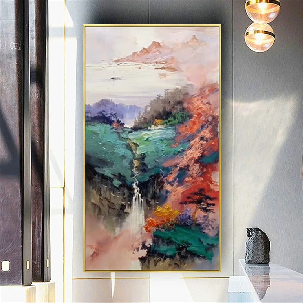 

Chinese Hand-Painted Oil Painting Abstract Natural Landscape Canvas Picture Large Salon Back Pattern For Living Room Decor Art