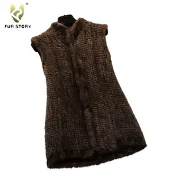 Gilet da donna gilet in pelliccia di visone lavorato a maglia gilet in vera pelliccia femminile su misura storia in pelliccia di lunghezza diversa FS16208