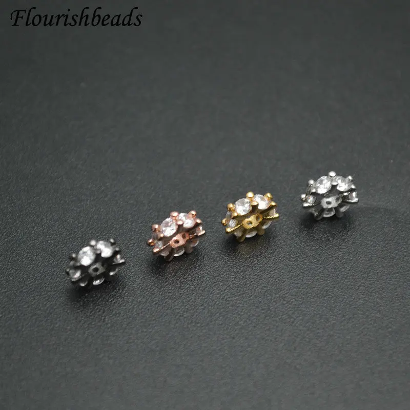 2x8mm New Arrival Multi Colors Paved Transparency CZ Zircon Round Tube Metal Beads Luxury DIY Fashion Jewelry Findings 20pc/lot