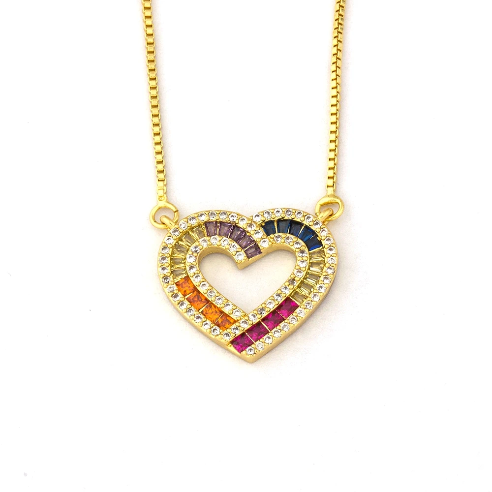 Collana romantica da donna con iniziale CZ Collana a forma di cuore con pendente in rame arcobaleno Collana lunga con catena a serpente Gioielli per ragazze da donna Miglior regalo