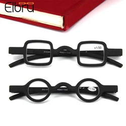 Elbru Men Women Square Round Reading Glasses Vintage Small Presbyopic Glasses Portable Gift For Elderly Diopters +1.5 +2.0 +2.5