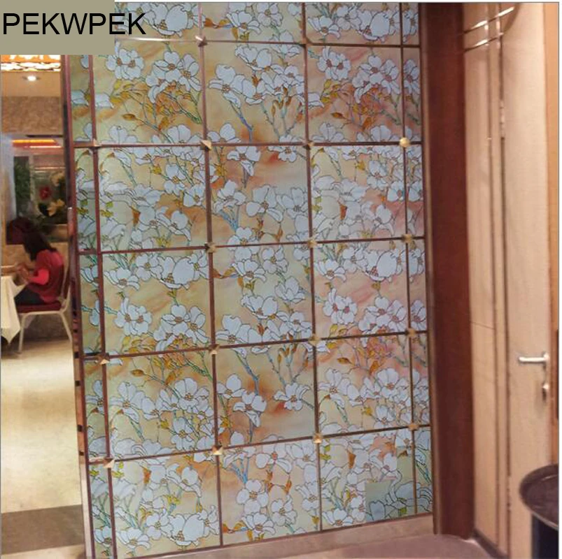 

Magnolia Flower Electrostatic Film Scrub Window Stickers, Sliding Door, Bathroom Glass Film, Stained Window Film, 40-90cm