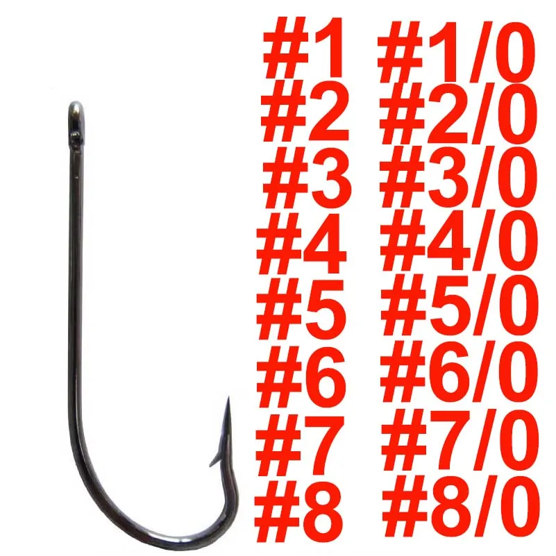 20 Pcs Long Shank Barbed Fishhook for Carp, Big Jig Fishing Hook, #1-#8 #1/0-#8/0 O'shaughnessy Fish Hook