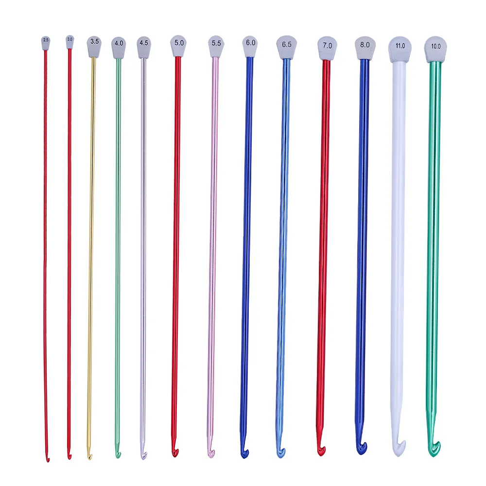 2.5/3/4/5/6/7/8/9/10/11MM Tunisian Afghan Crochet Hooks Multicolor Aluminum Knitting Needles Hook Multicolour Crochet Hook