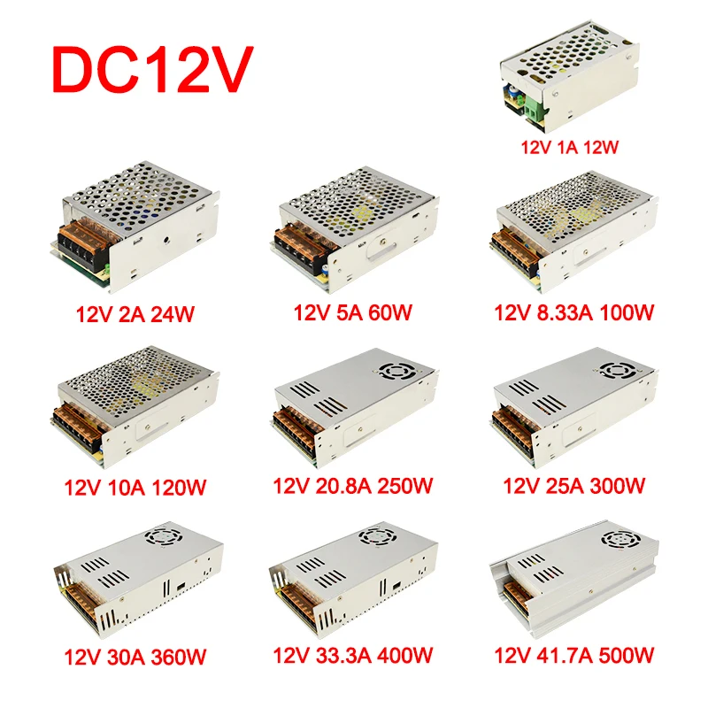 Switching LED Power Supply AC 110-220V to DC 12V 24V Lighting Transformers Source Adapter SMPS For LED Strips 2835 5050 CCTV