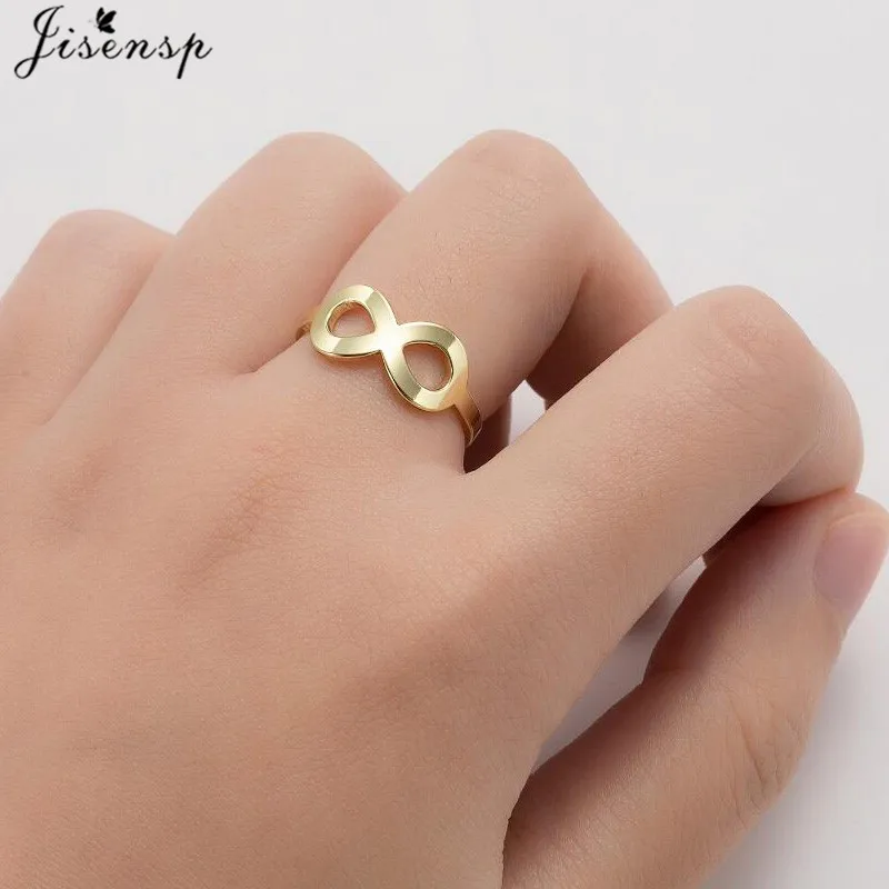 Romantic Eternity Infinity Couple Ring Stainless Steel Endless Love Symbol Engagement Rings for Women Jewelry Valentine\'s Day