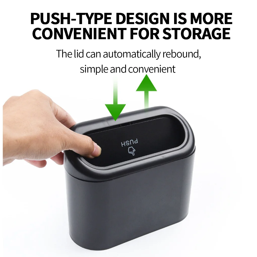 Car Trash Can Plastic Vehicle Garbage Box Removable Portable Auto Interior Waste Bin Case