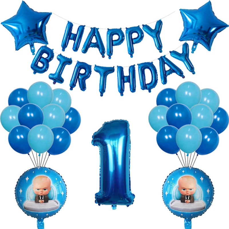 38pcs 30 inch Number Foil Balloons Boss Baby Balloon Baby Shower 1 2 3 4 5 6st Birthday Party Decoration Cartoon Helium Globos