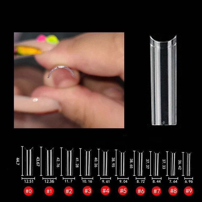 500pcs No C Curve XXL Square Straight Nail Tips Clear Half Cover Extra Long Fake Nails Acrylic Gel Manicure Tool